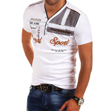 Load image into Gallery viewer, 2019 Summer Men Polo Shirt Cotton V-neck Short Sleeve Tops Polo Shirt Printed High-quality Polo Shirt Male Slim Fit Polo Shirt
